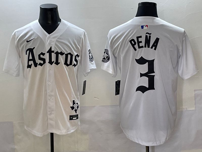 Men 2025 Houston Astros 3 Pena White Five generations Joint Name Nike MLB Jersey style 31